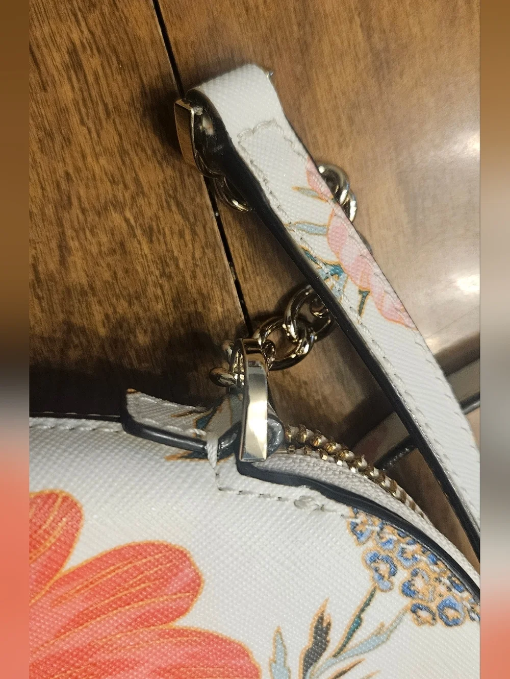Kate Spade Floral Crossbody Bag - White with Coral and Pink Flowers - Picture 4 of 9